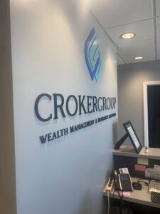 Croker group office sign in Omaha made & installed by First Impression Signs & Graphics